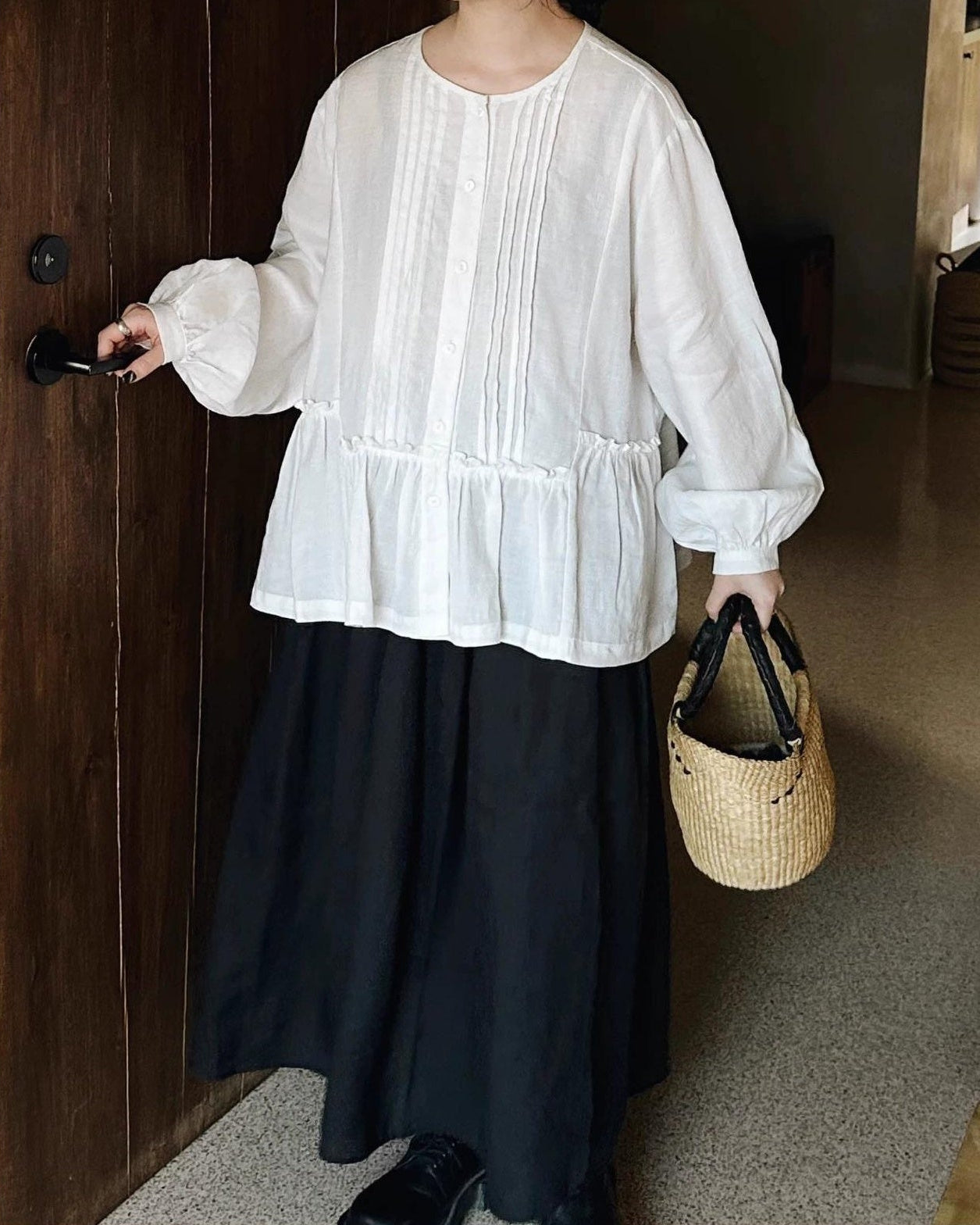 ピンタックウエストレトロブラウス 10024