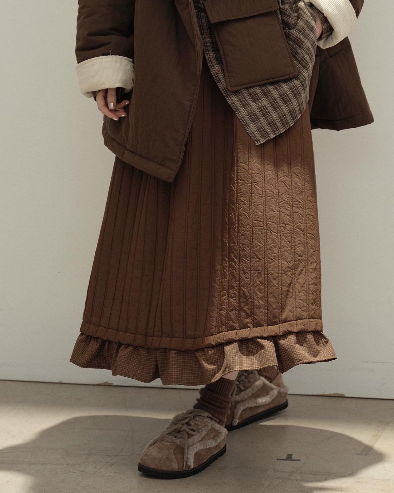レトロチェックパッチキルトスカート 10135