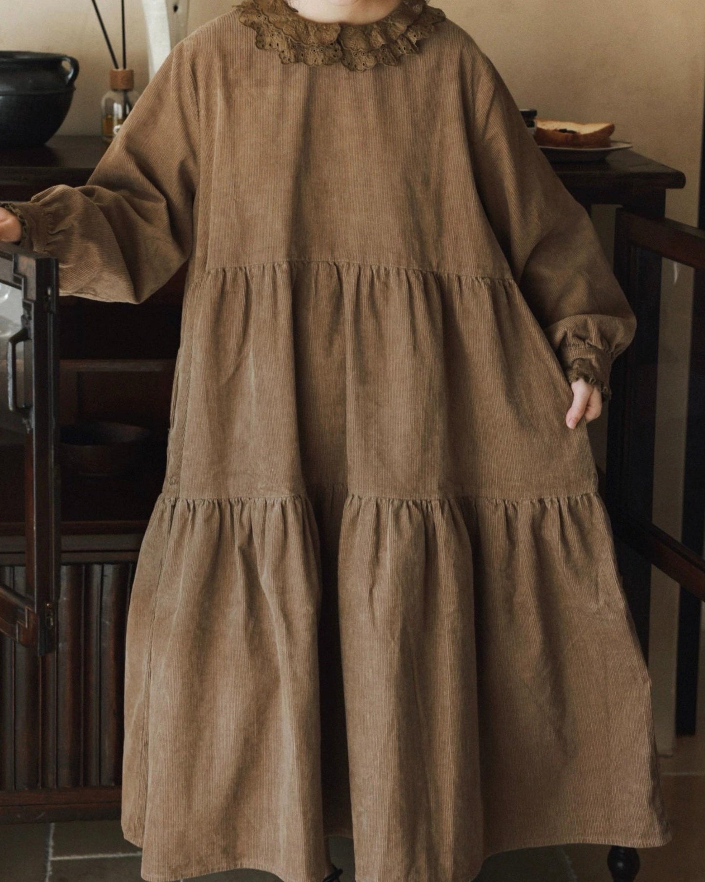 コーデュロイティアードワンピース 10069