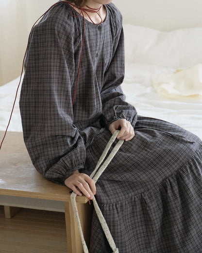 ロッカチェックハーフボタンワンピース 10239