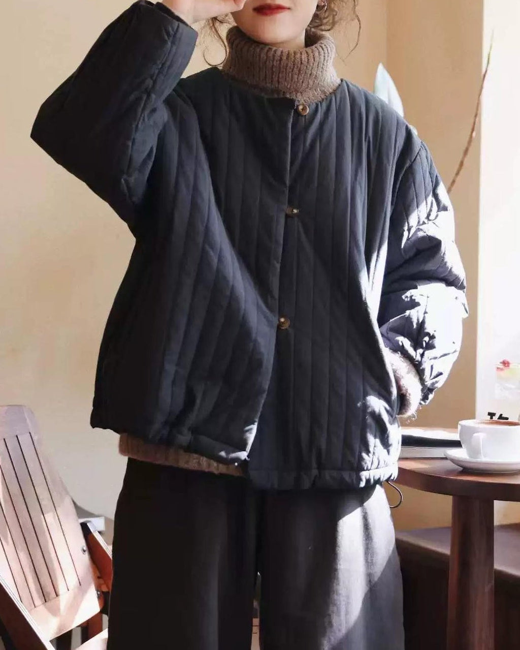 エアリーキルティング ノーカラーコート 10105