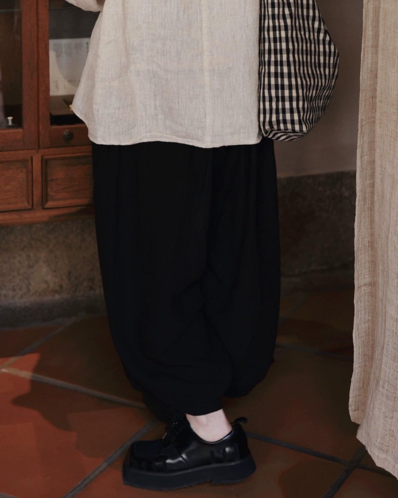 ハイウエストランタンレトロパンツ 10054