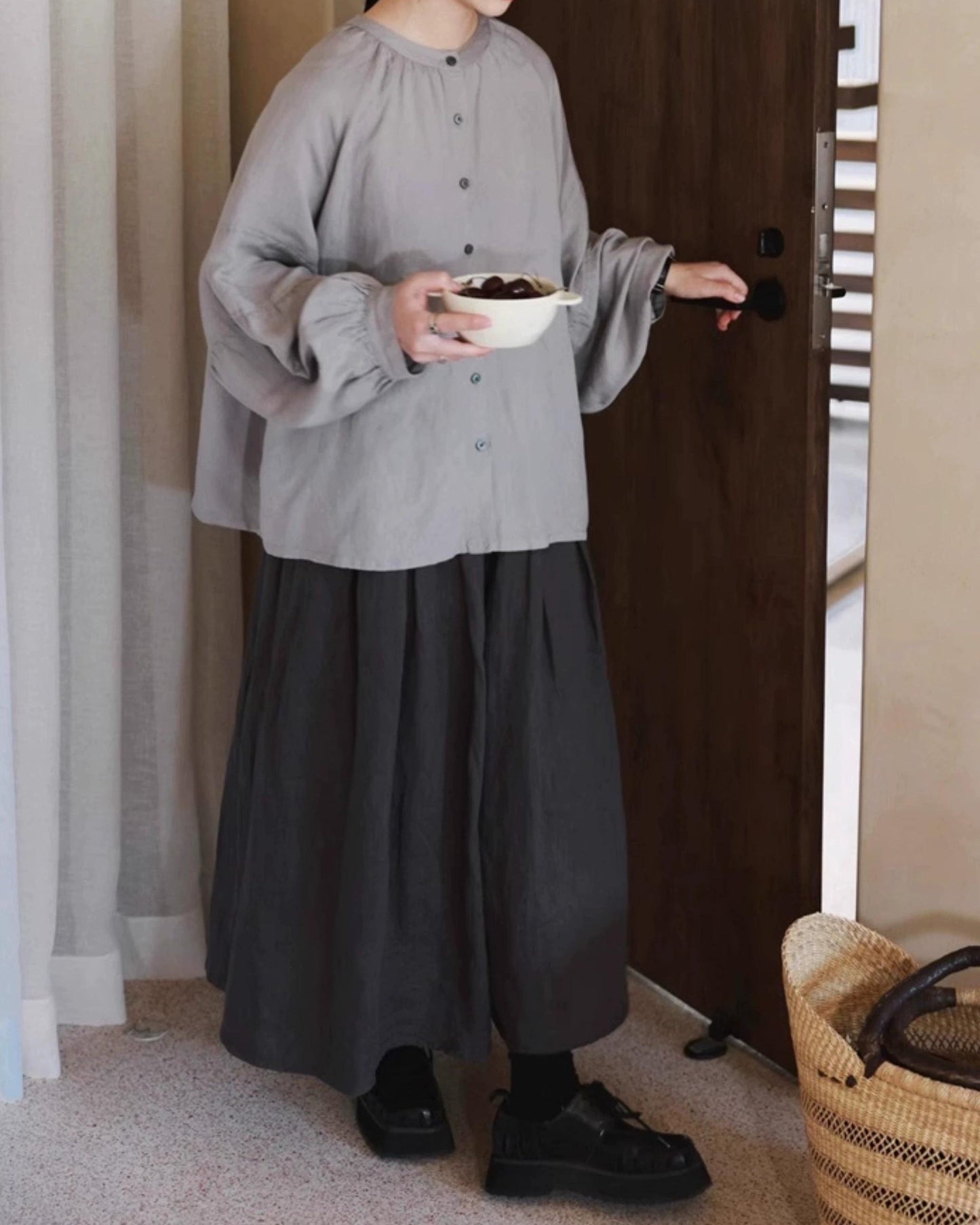 ウエストゴムリラックスロングスカート 10055