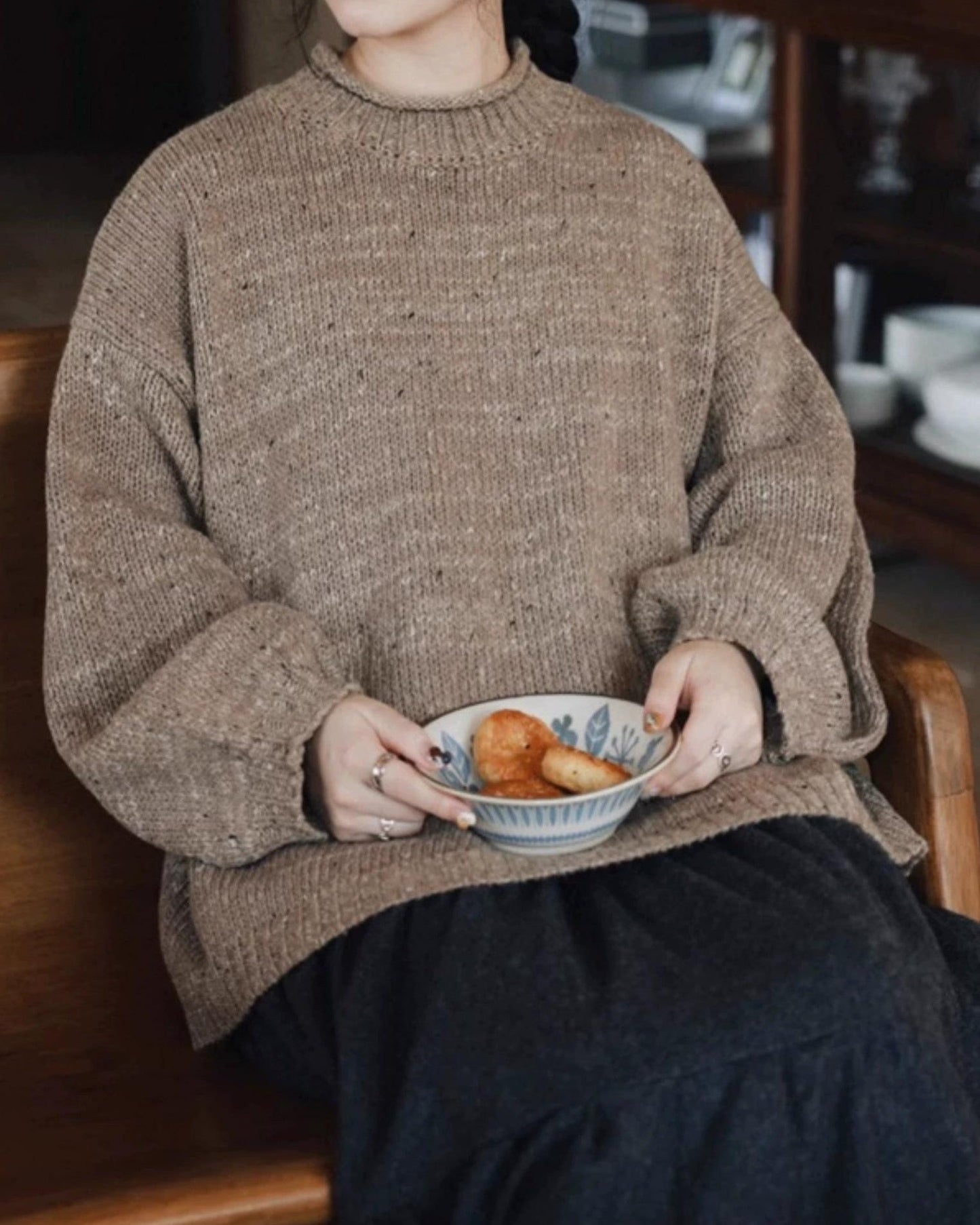 パフスリーブリラックスニットプルオーバー 10033