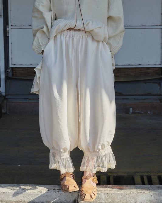 フォルムラゴムパッチワークレースランタンパンツ 10308