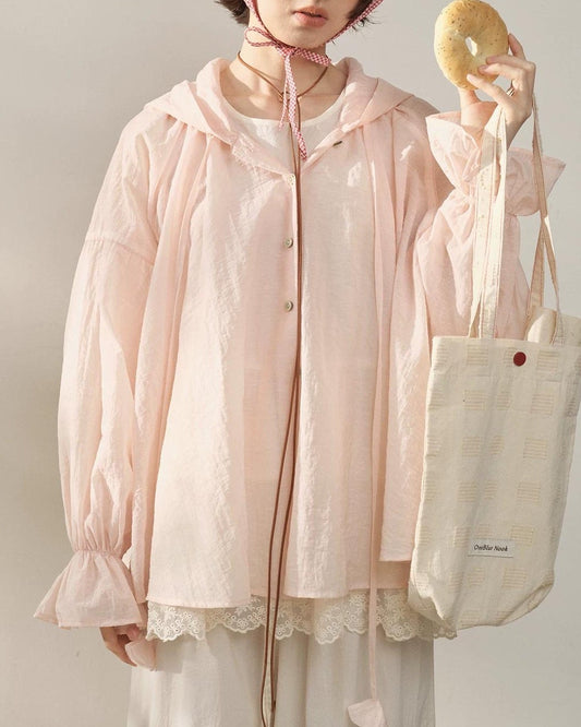 バンドリンドフーディサンシェードブラウス 10325