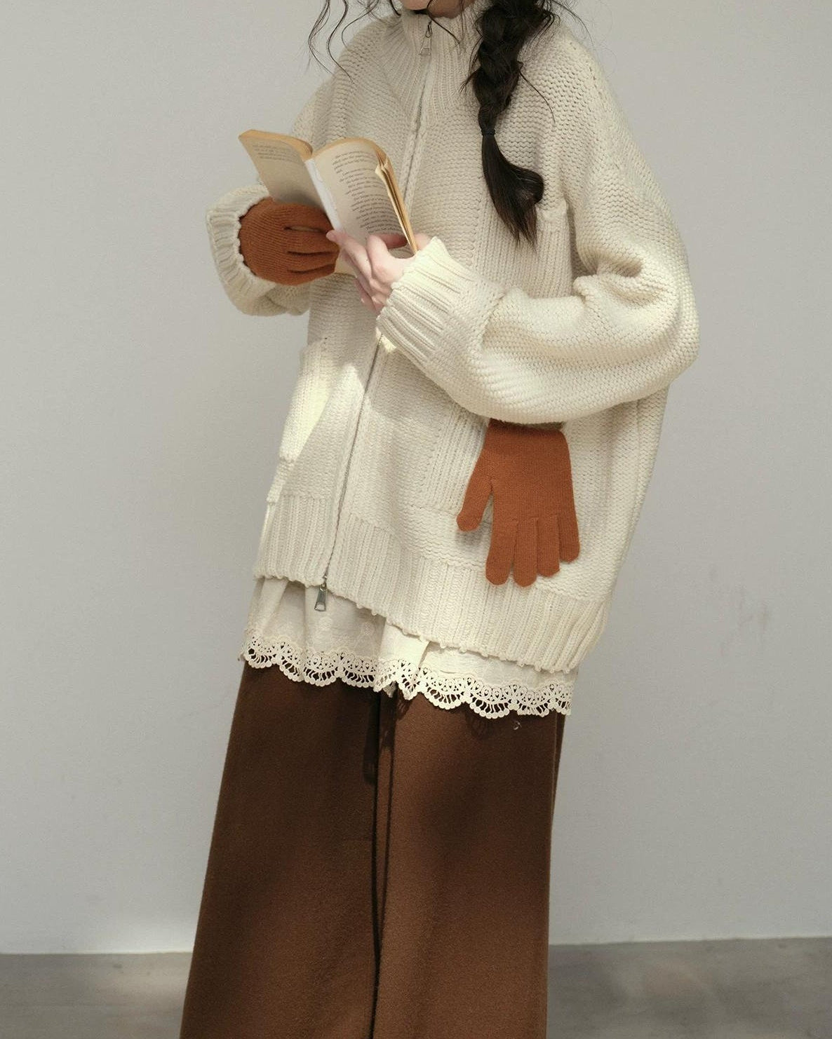 ハイネックジッパーポケットカーディガン 10174