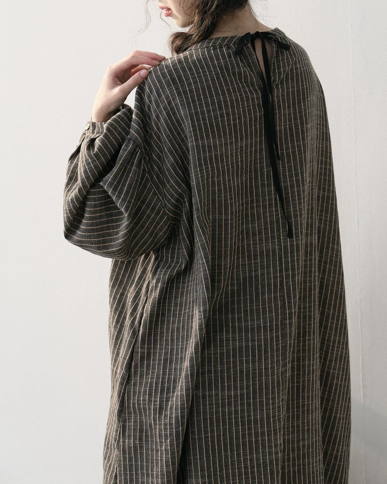 ストライプナチュラルリボンワンピース 10217