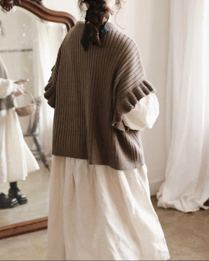 フリルリブニットベスト 10076