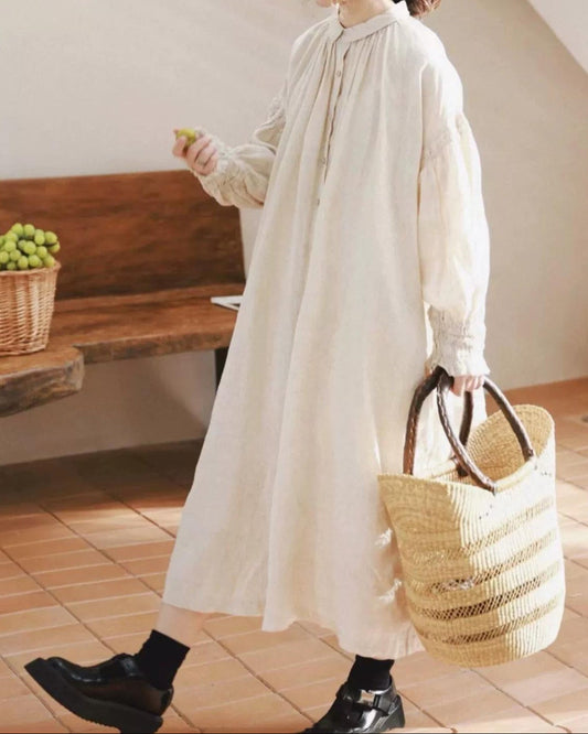 ヘルカナチュラルロングギャザーワンピース 10087