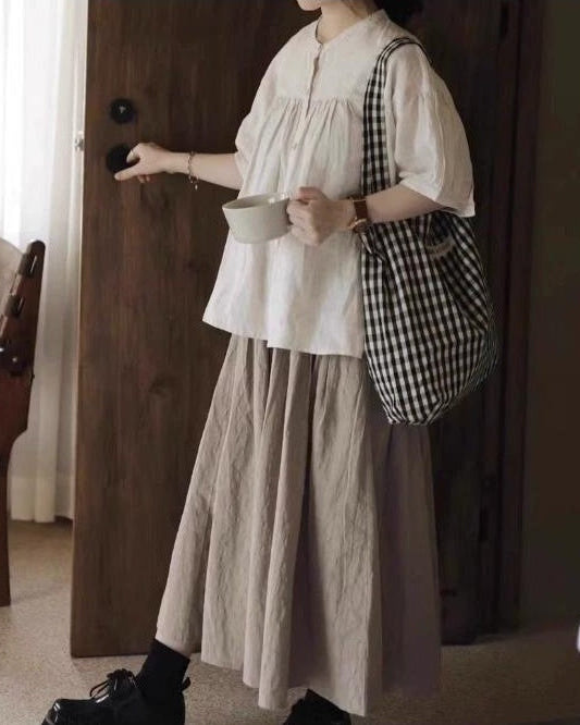 バンドカラーカウニフレアブラウス 10081