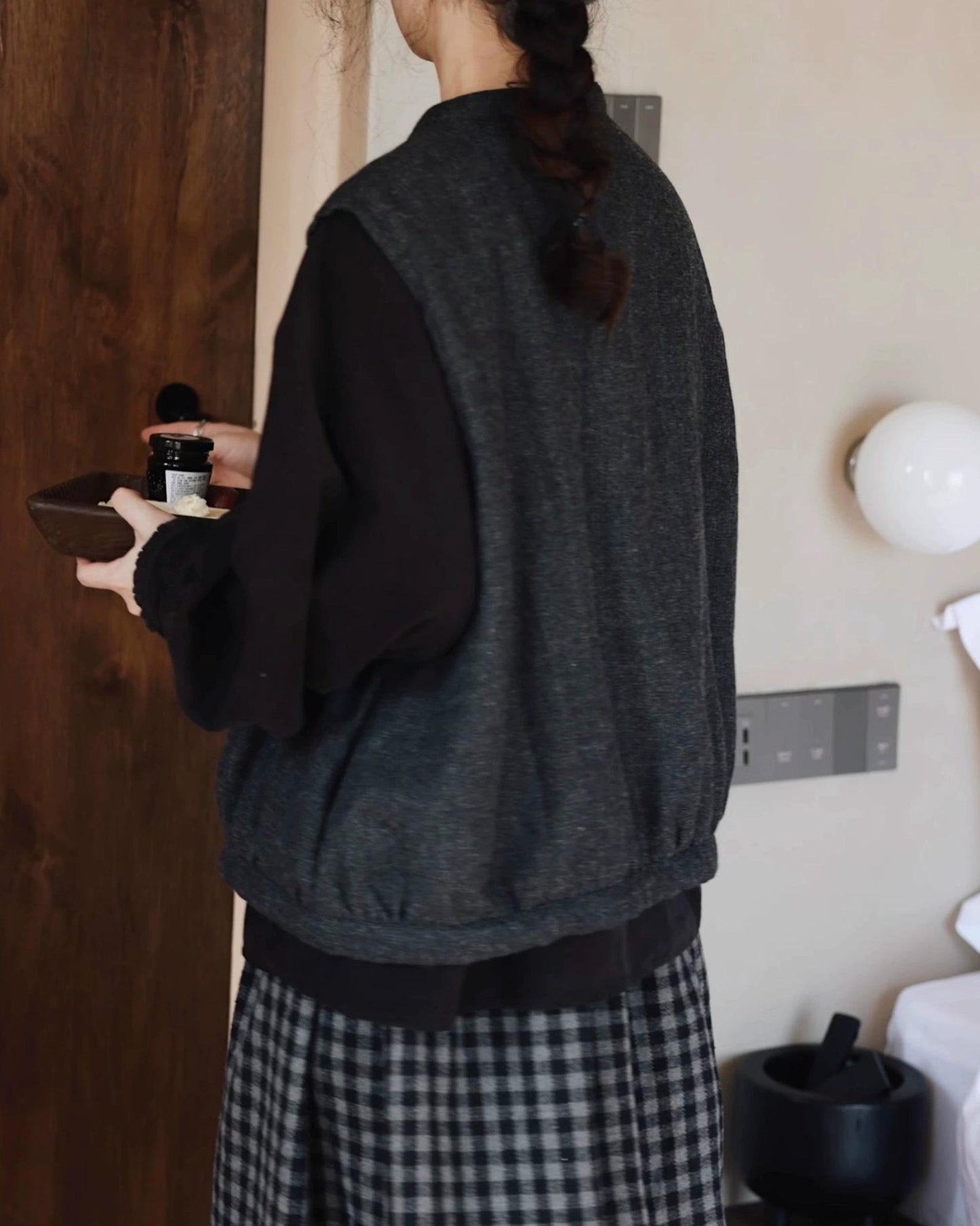 ディープヘザーシングルブレストベスト 10067