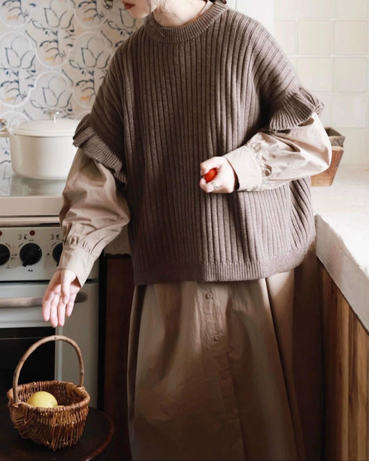 フリルリブニットベスト 10076