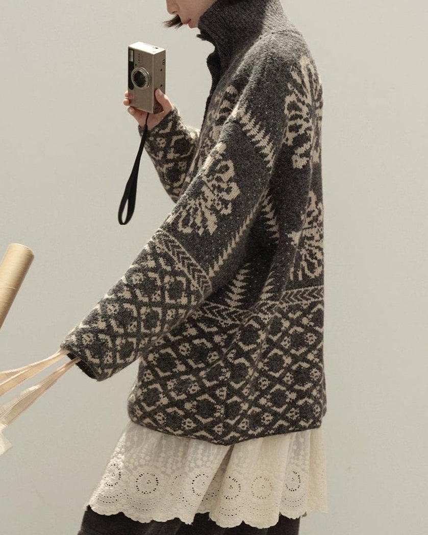 スノーレトロフェアアイルカーディガン 10134