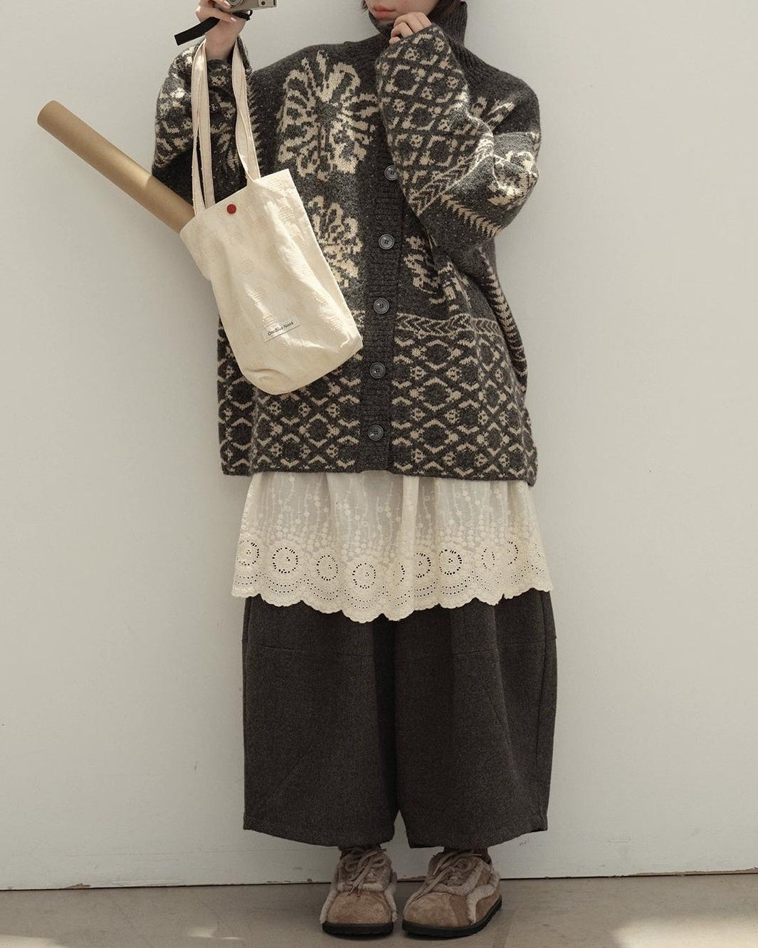 スノーレトロフェアアイルカーディガン 10134