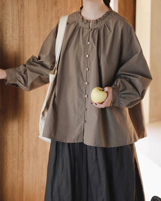フリルカラーフレアブラウス 10023