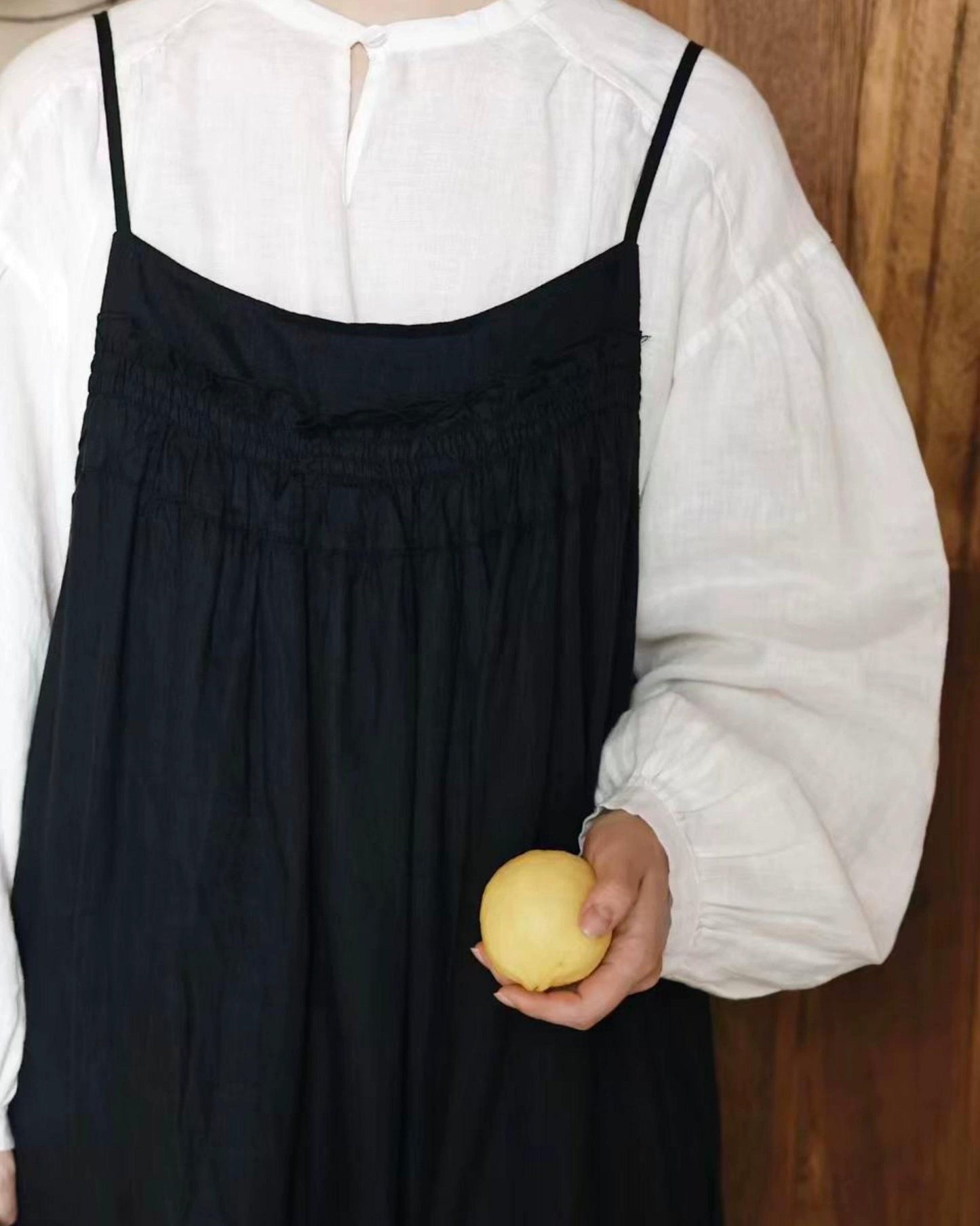 バックボタンリボンストラップワンピース 10016