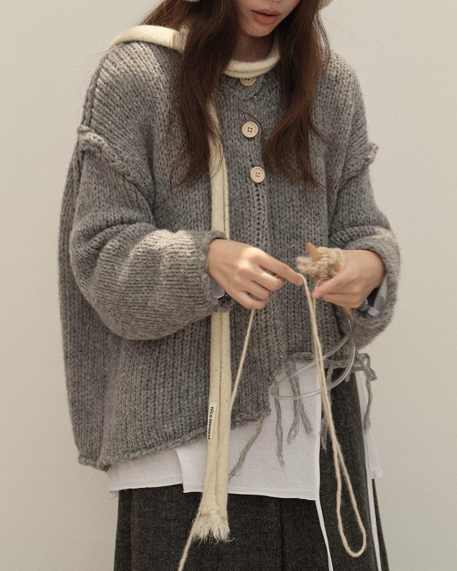 アートタッセルハーフボタンニット 10139