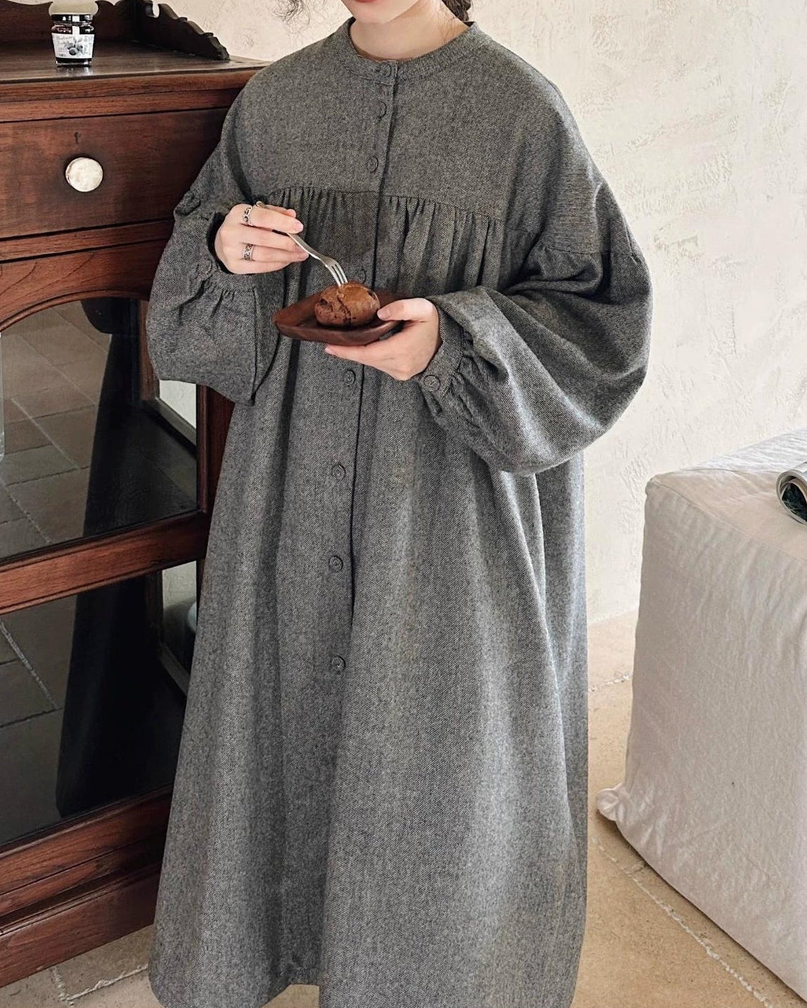 ハイウエストパフフレアワンピース 10068