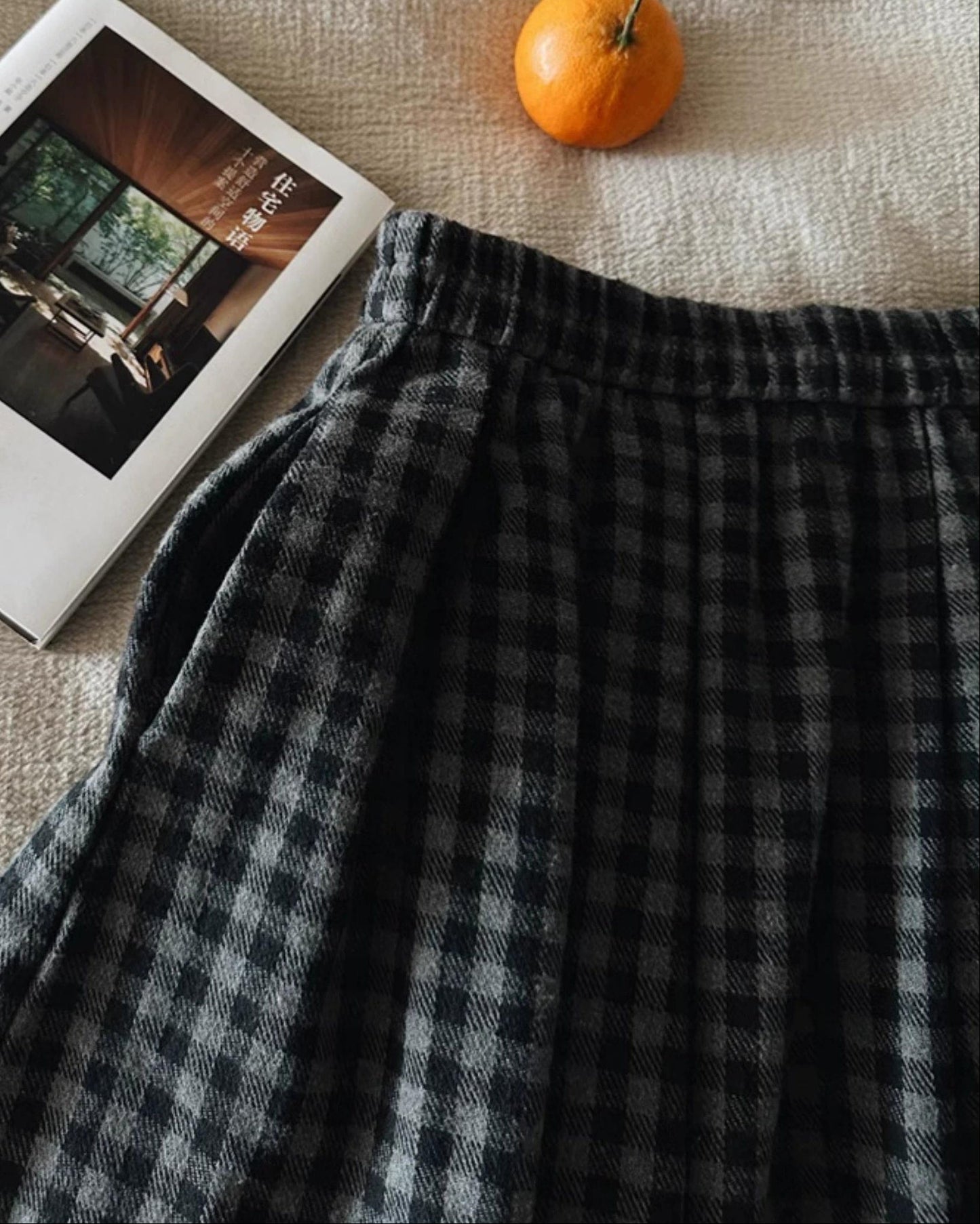 チェック柄リラックスミディスカート 10060