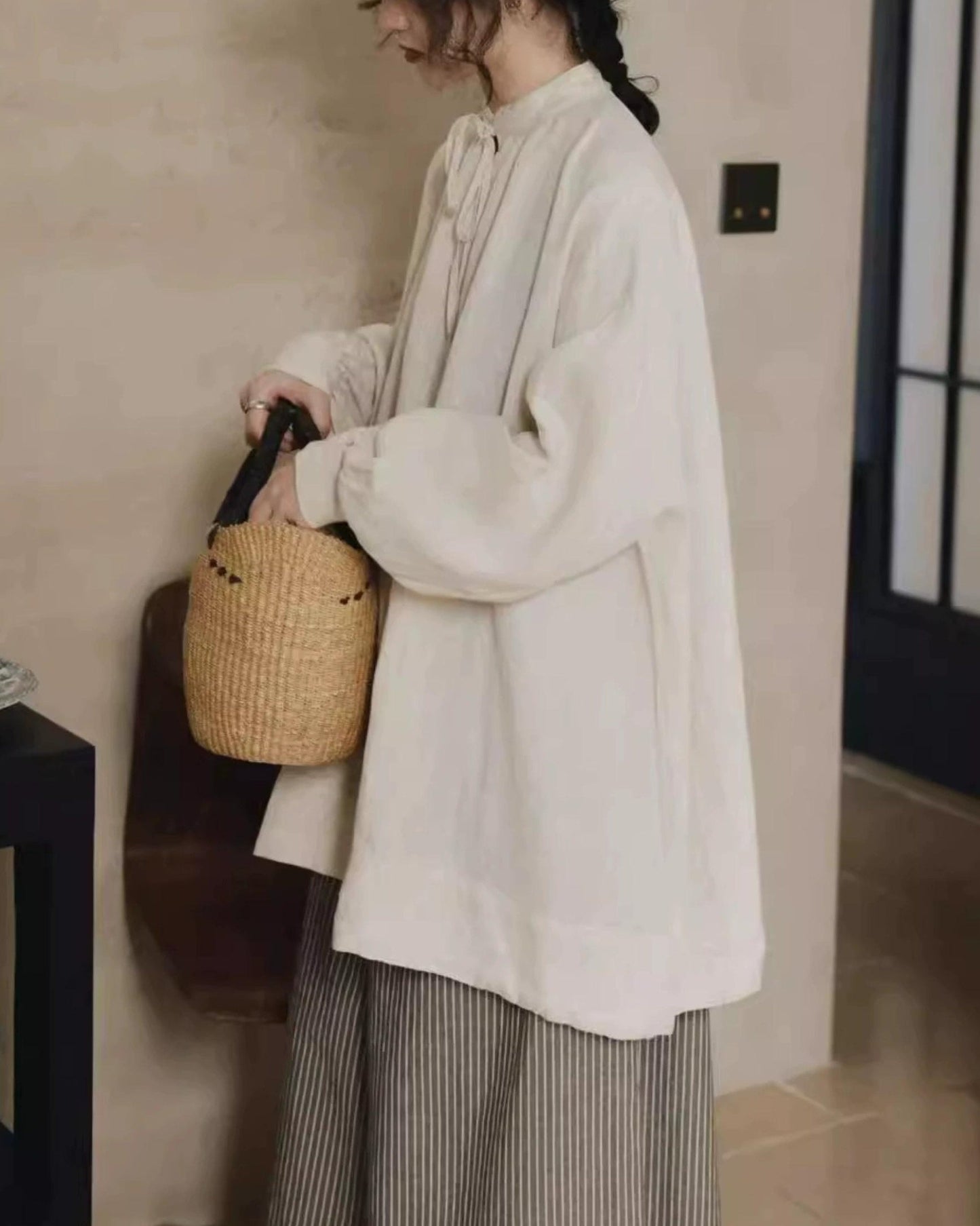 パフスリーブリボンフレアブラウス 10018