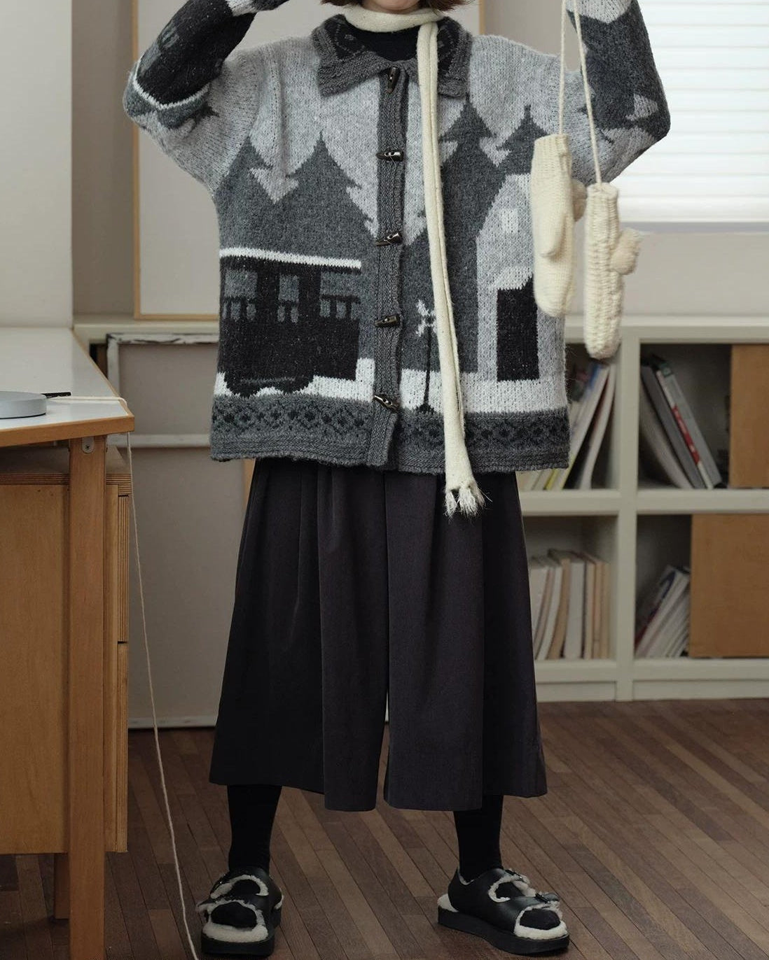 スカンディウッドパターンニットカーディガン 10165