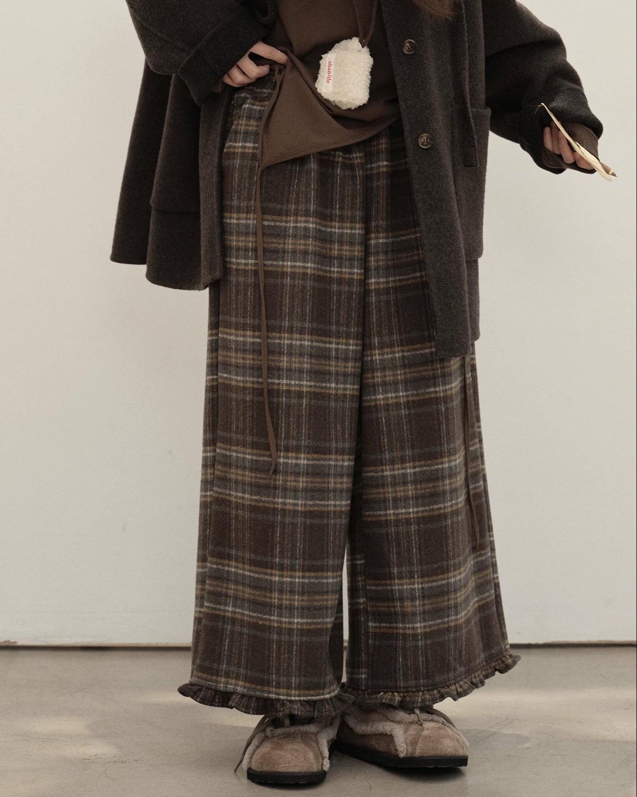 メロウチェックウールワイドパンツ 10149
