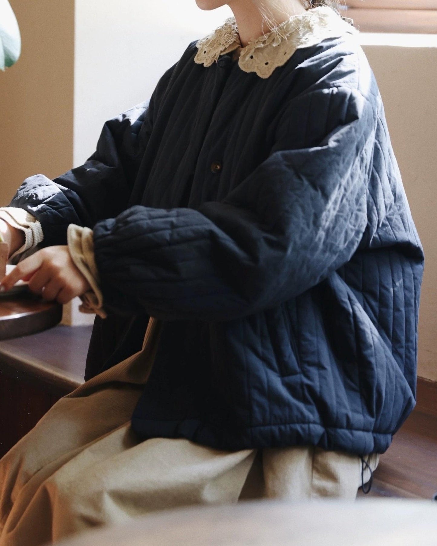 エアリーキルティング ノーカラーコート 10105