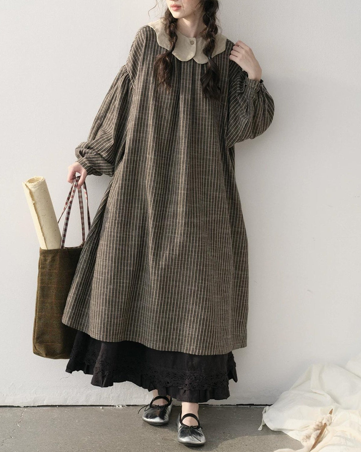 ストライプナチュラルリボンワンピース 10217