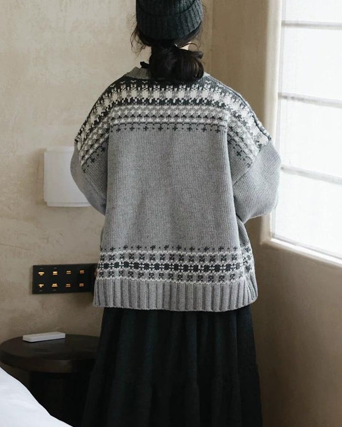 ラウンドネックノルディックニットプルオーバー 10027