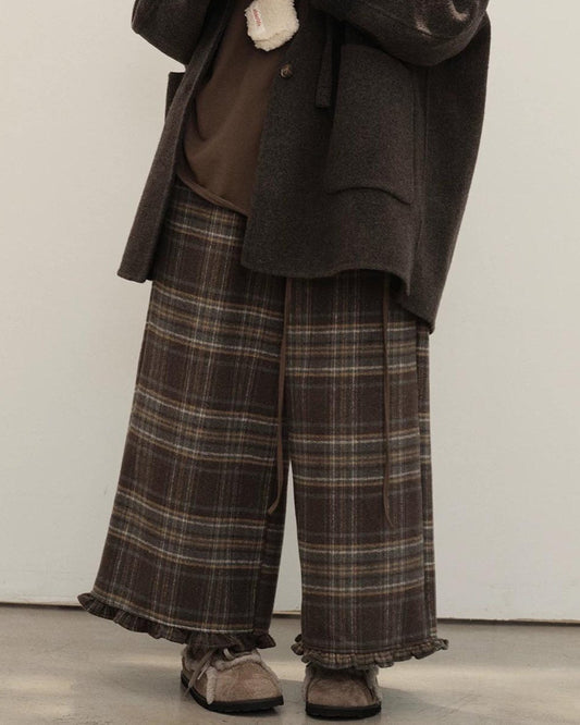 メロウチェックウールワイドパンツ 10149