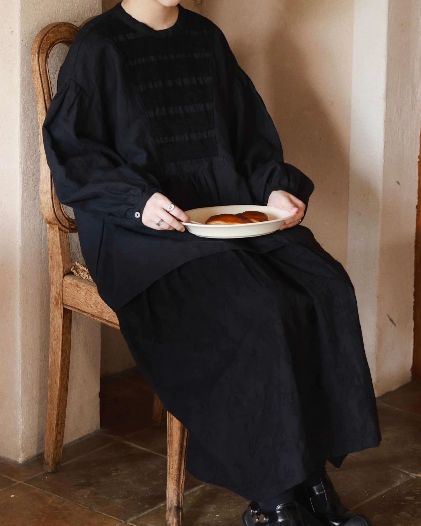 パフスリーブフレアレトロブラウス 10045