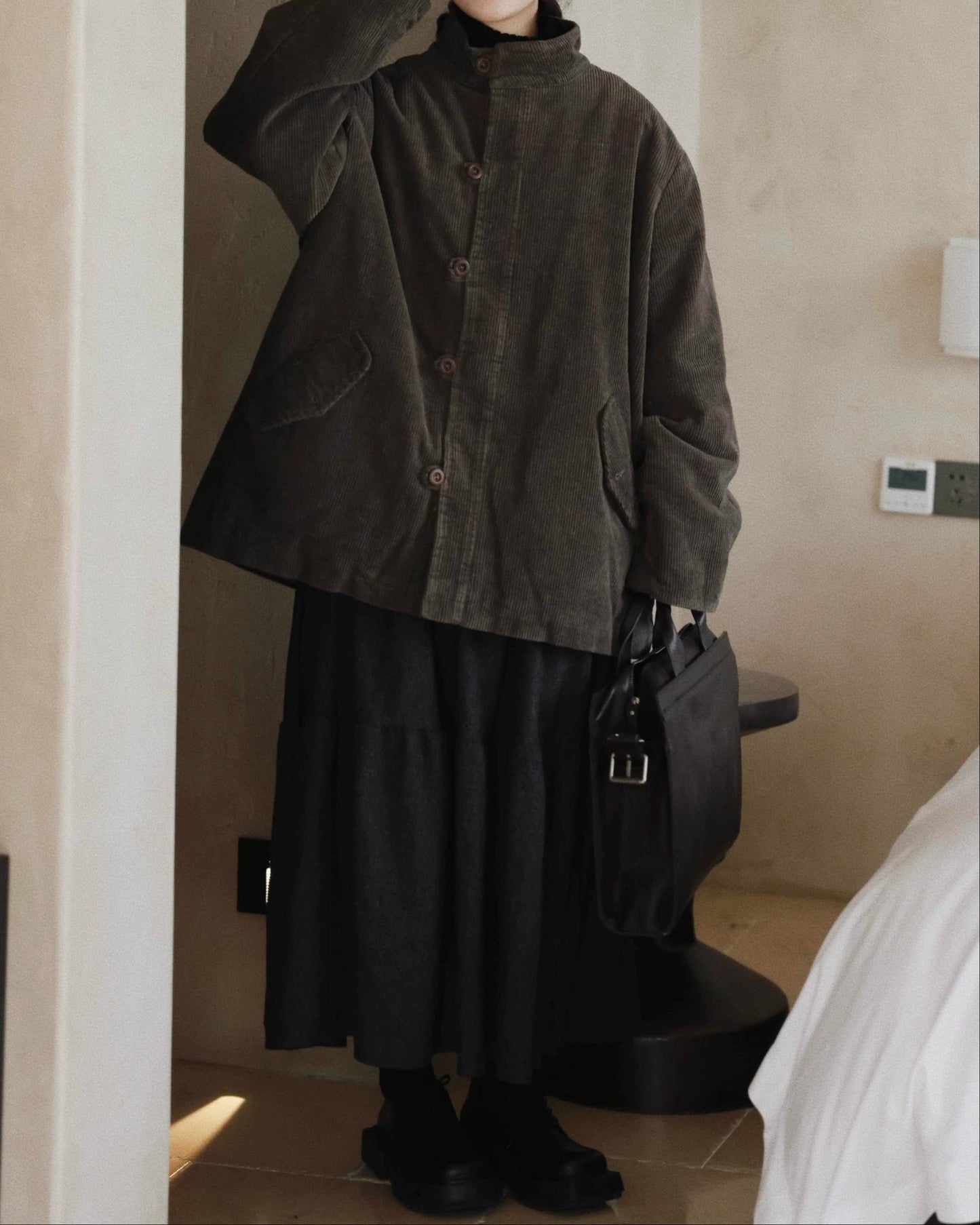 コーデュロイレトロミディコート 10028