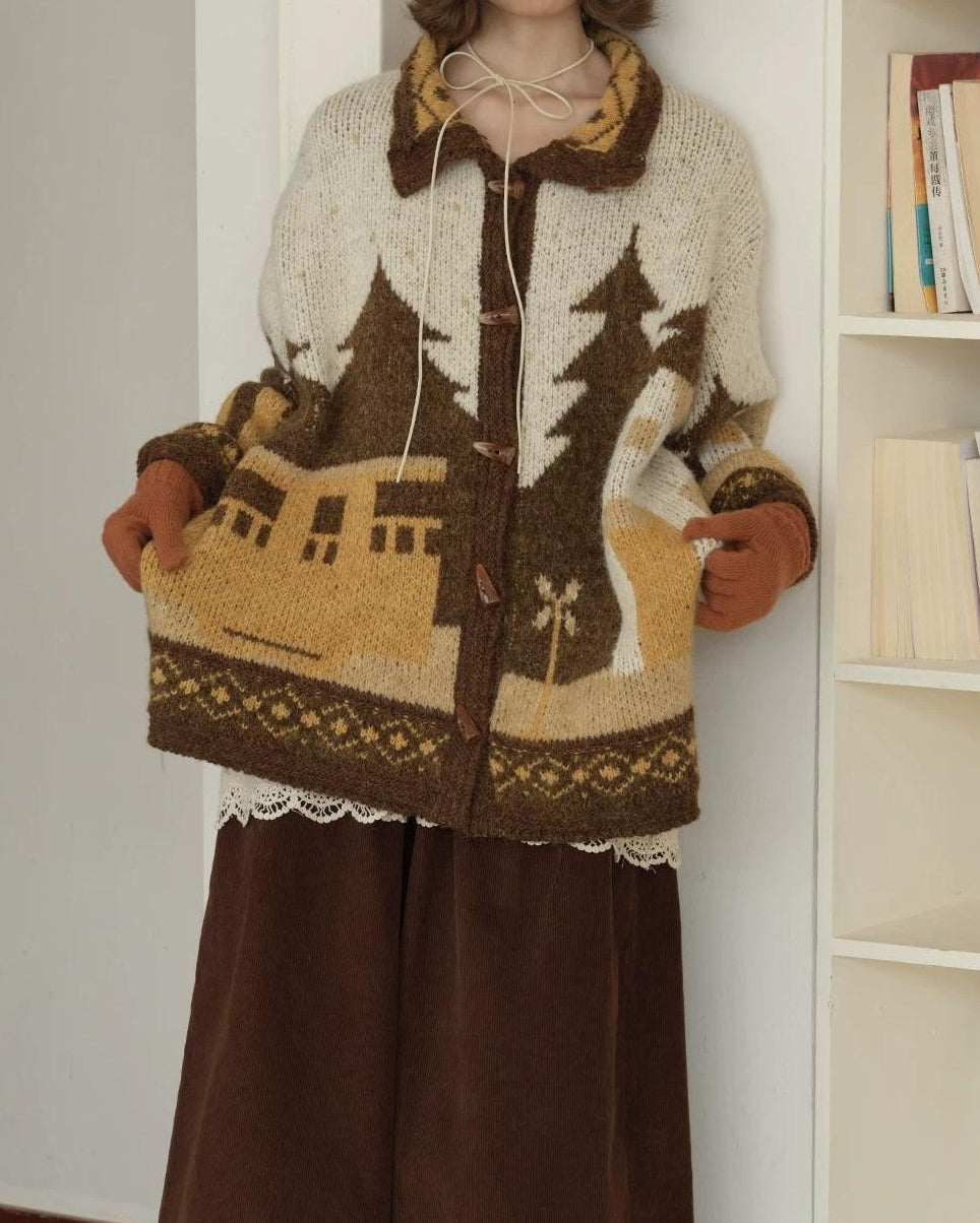 スカンディウッドパターンニットカーディガン 10165