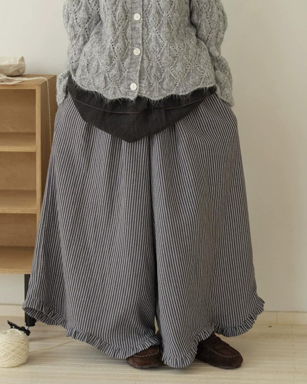 ティアードストライプ スカートライクパンツ 10193