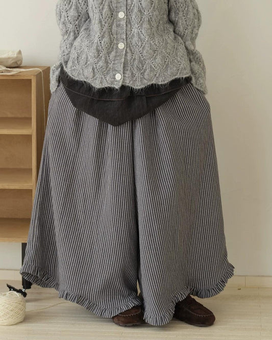 ティアードストライプ スカートライクパンツ 10193