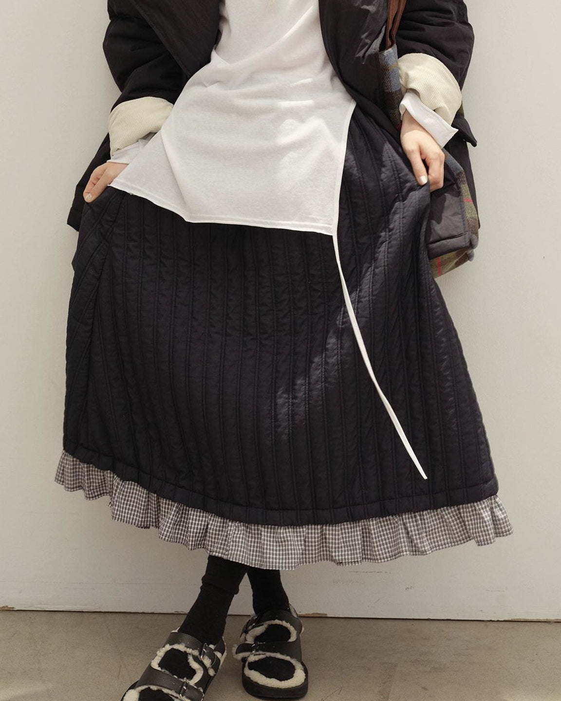 レトロチェックパッチキルトスカート 10135