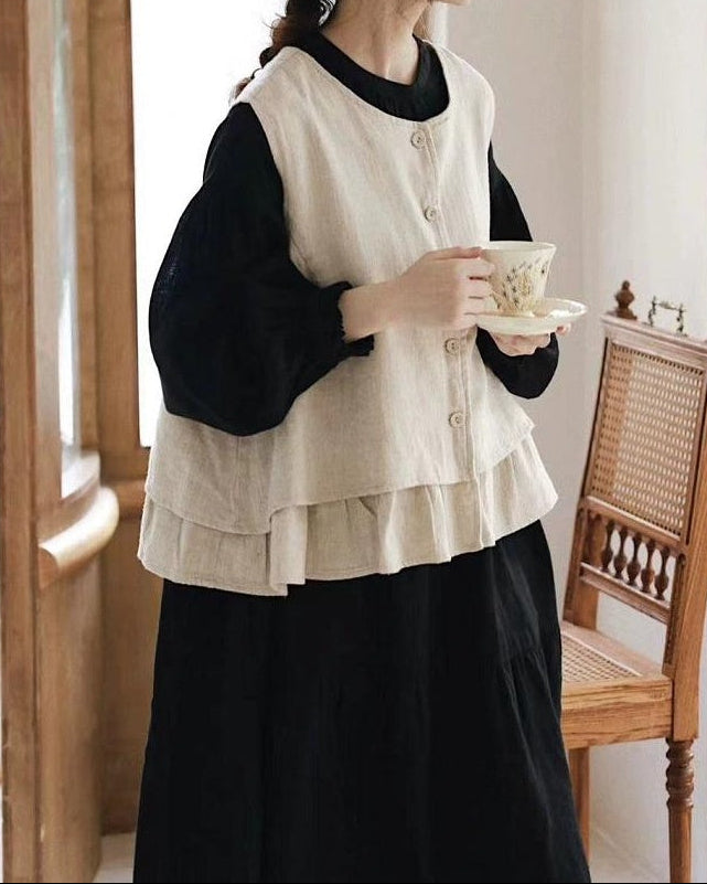 ラウンドネックフリルベスト 10082