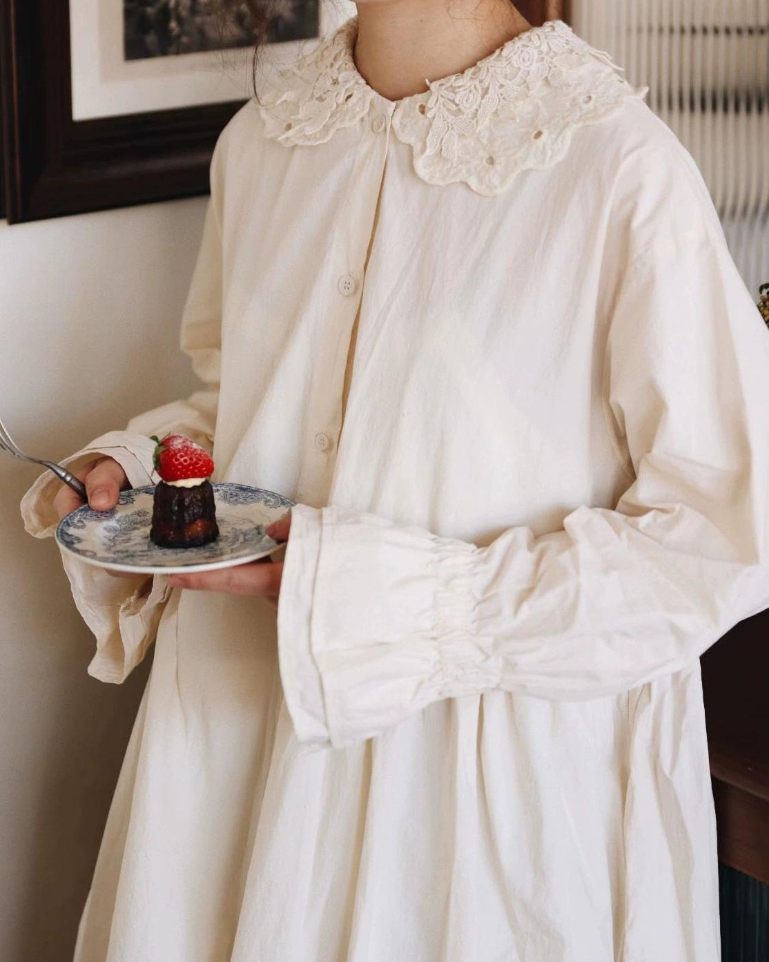 ミニマルレースカラーシャツワンピース 10099