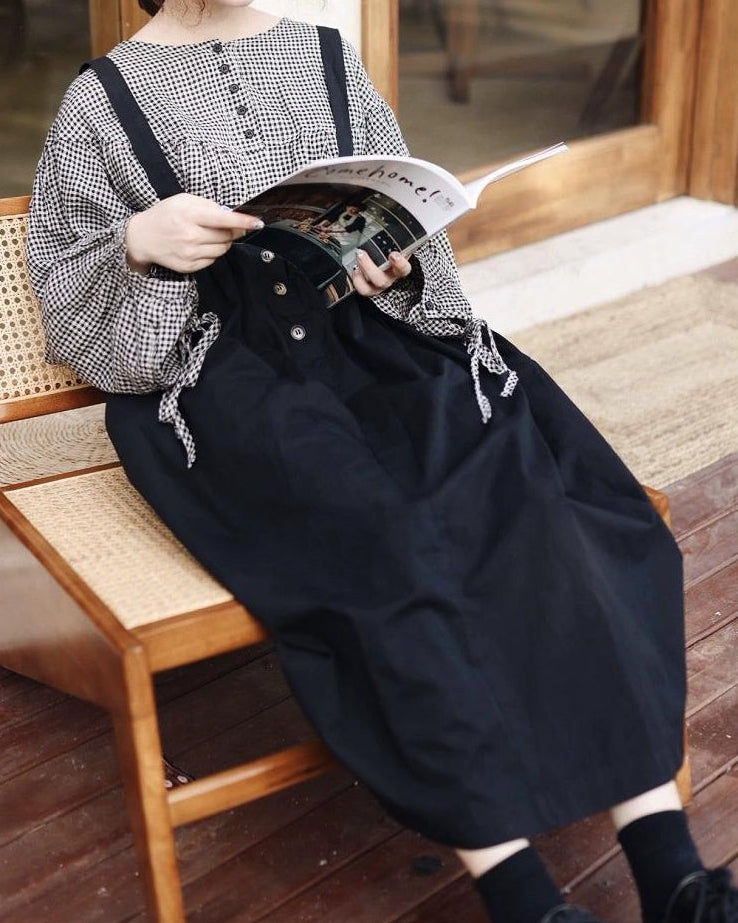 レトロボタンサスペンダーワンピース 10113