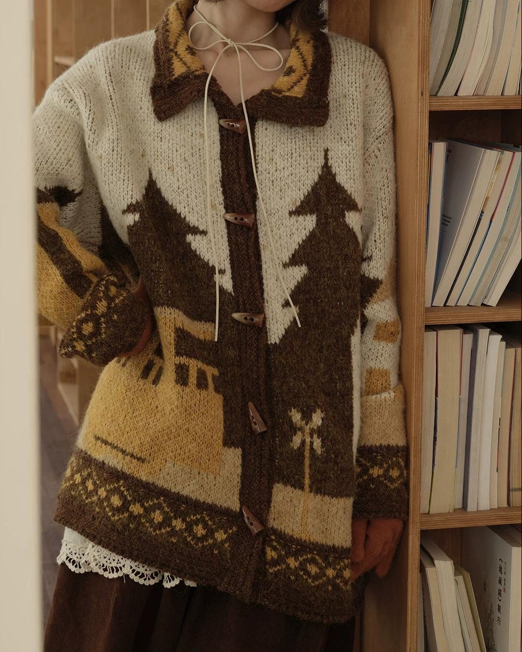 スカンディウッドパターンニットカーディガン 10165