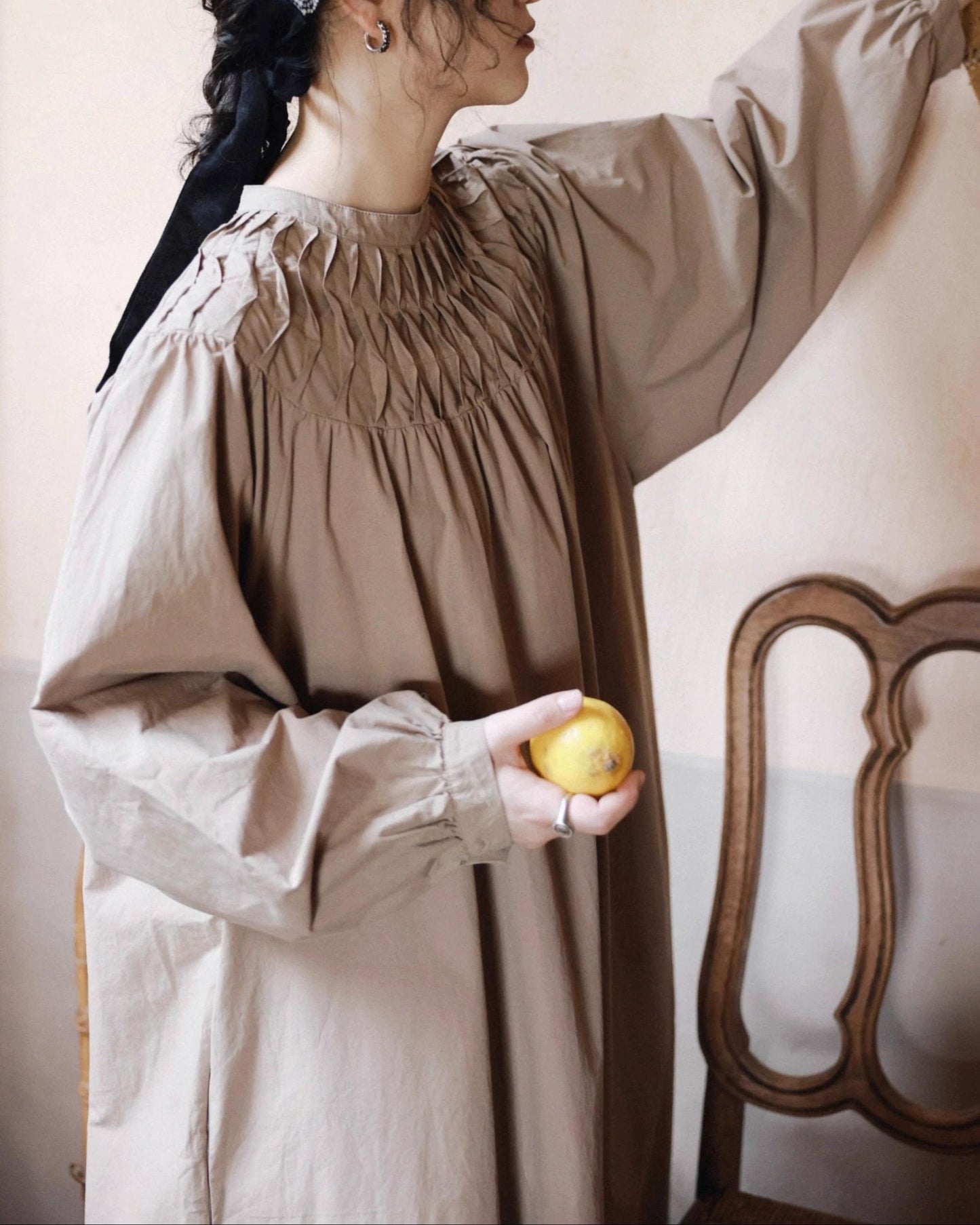 スモッキングエアリーロングワンピース 10046