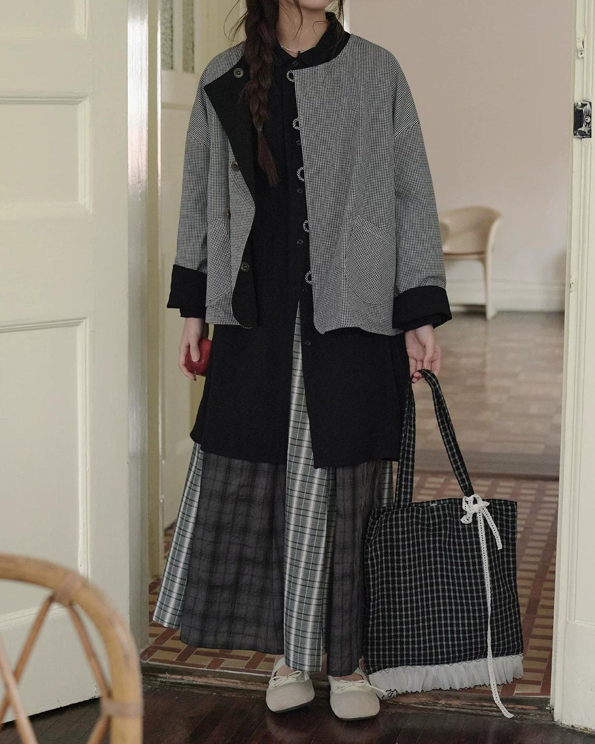 チェックミックスルーズスカート 10275