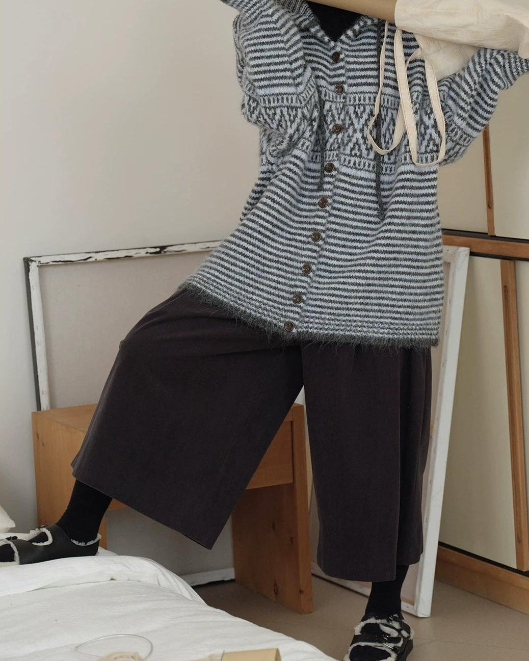 ノーブルコーデュロイミドルワイドパンツ 10158