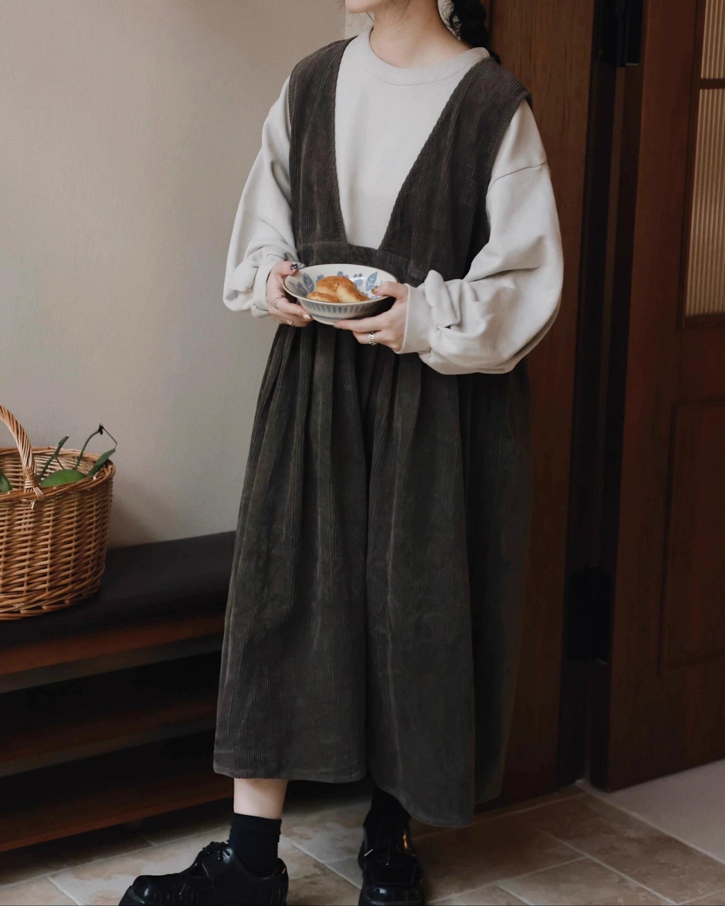 ハイウエストレトロベストワンピース 10036