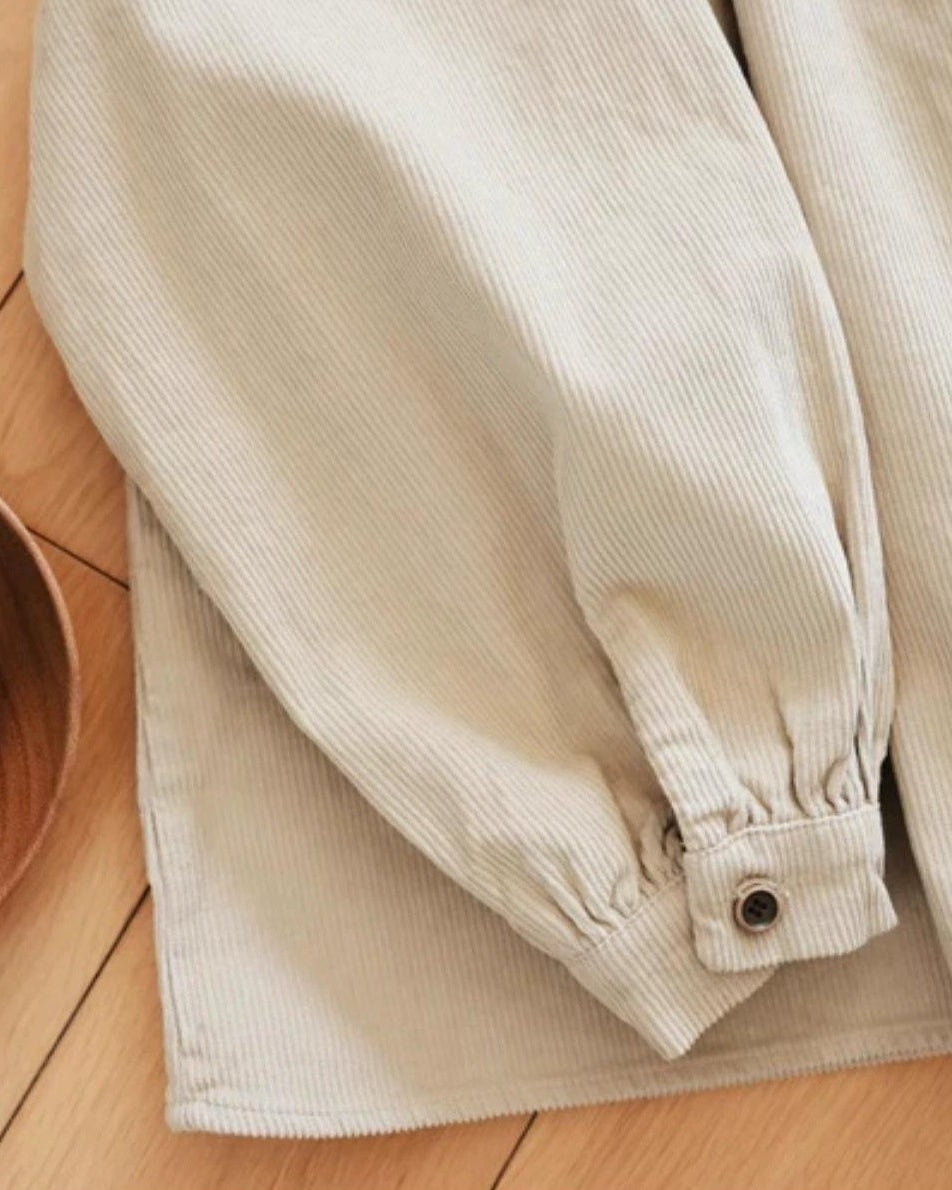 バンドカラーフレアレトロブラウス 10074