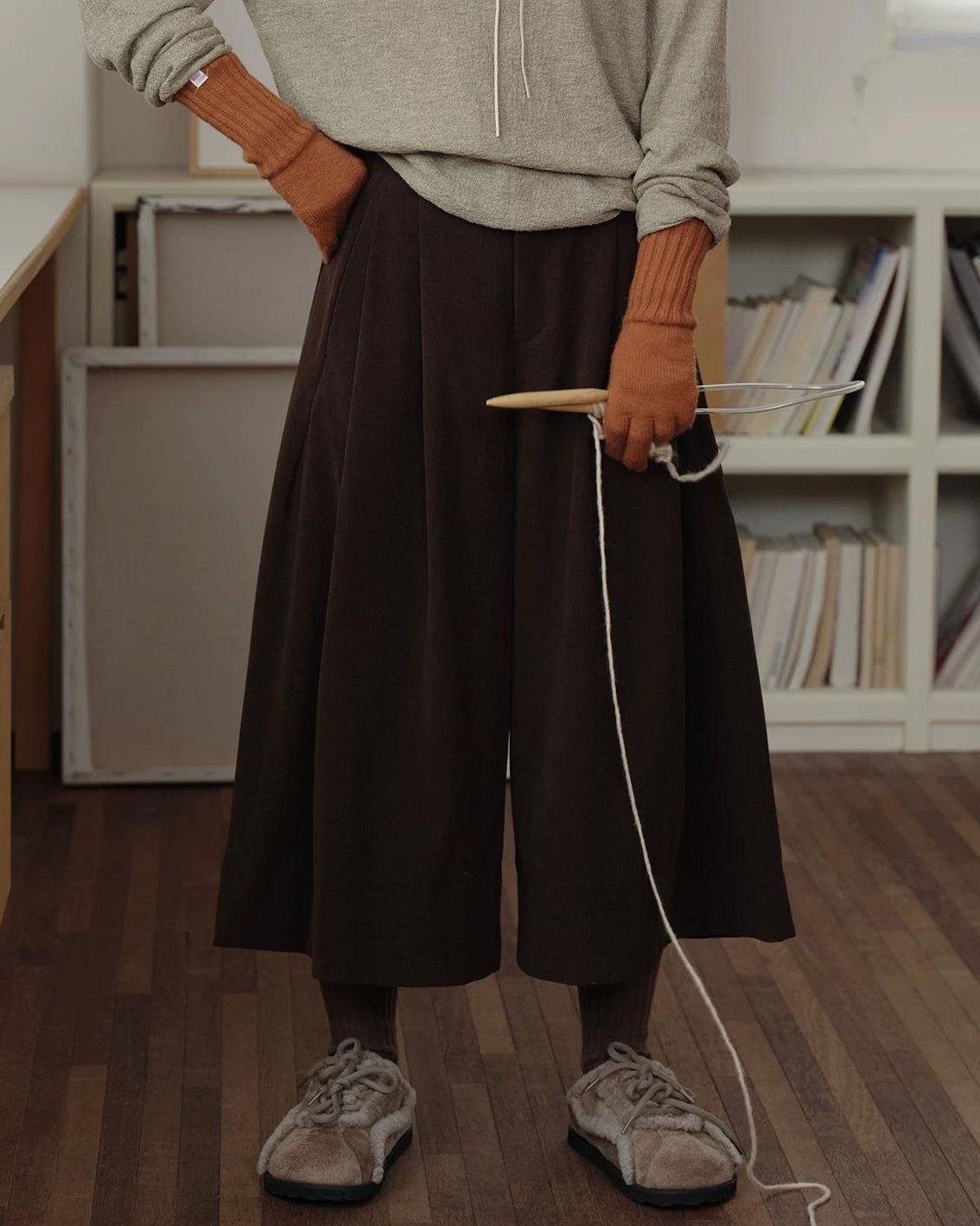 ノーブルコーデュロイミドルワイドパンツ 10158