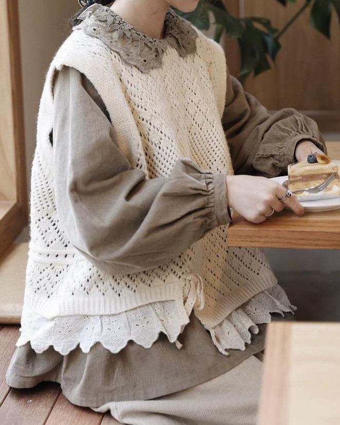 ノルディックアイレットニットベスト 10100