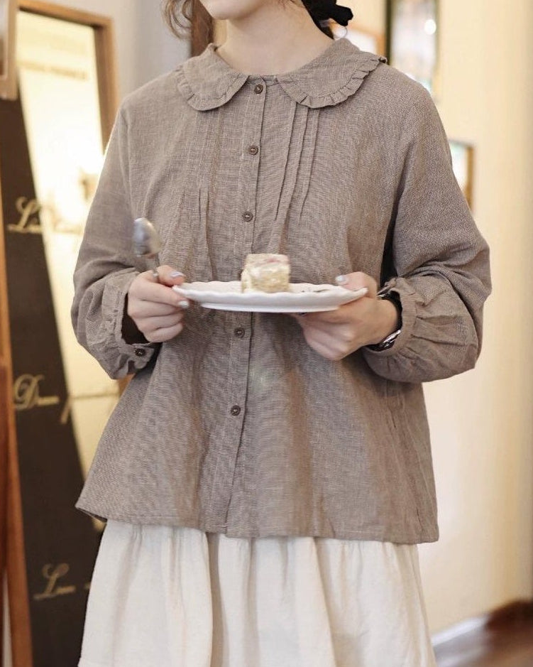 ラウンドカラーフリルピンタックブラウス 10009