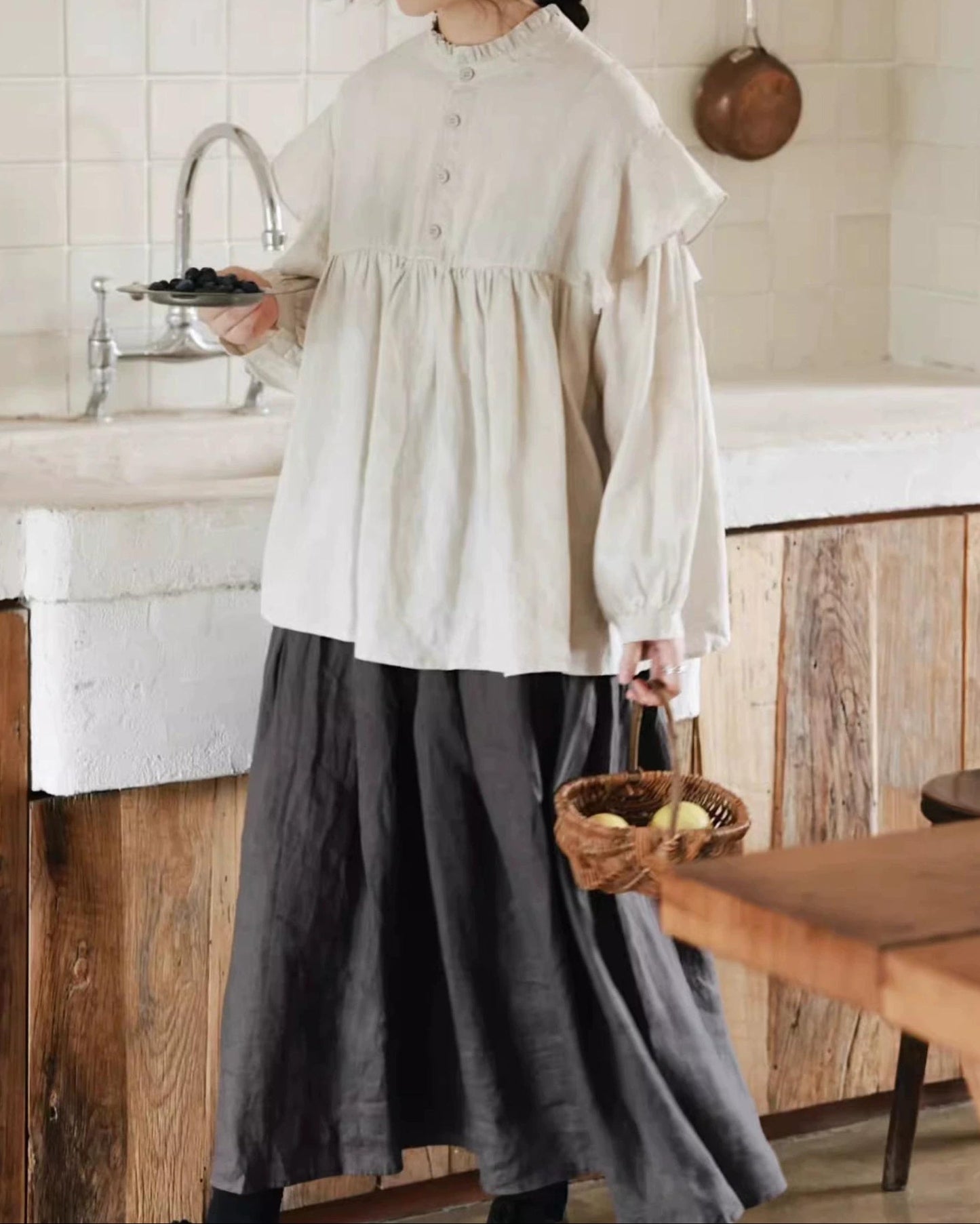 ナチュラルギャザーフレアスカート 10080